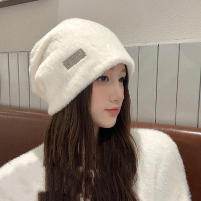 Kalınlaştırılmış Peluş Bere Şapkalar Kore Tarzı Harf Kazak Şapkalar Moda Polar Yün Skullies Sonbahar