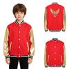 Unisex Metallic Eagle Print Back Bomber Jacket Long Sleeve Color Blocking Outerwear for Kids Dance Street Style