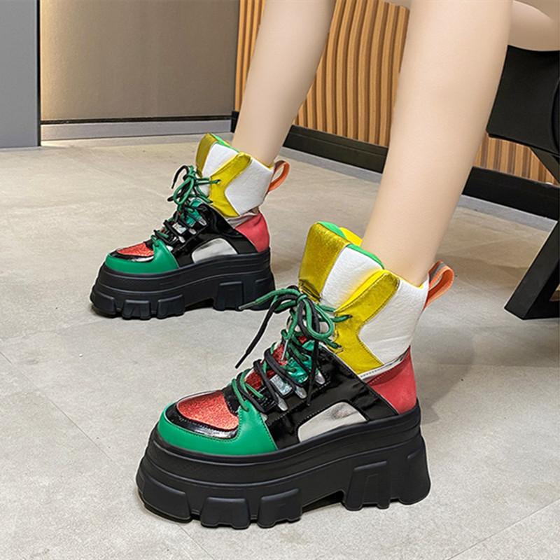 Fashion Luxury Leather PU Chunky Heel Platform Boots Women Waterproof Ankle Boots for Women Winter Warm Anti-slip Snow Boots Botas Mujer