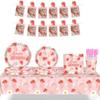 Strawberry Summer Birthday Party Tableware Set: Tablecloth, Cups, Napkins, Plates