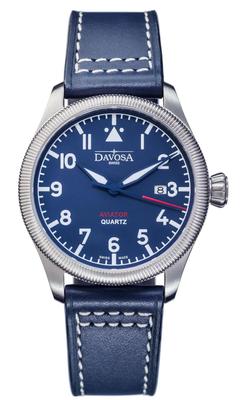 Davosa Aviator Šveicariškas vyriškas laikrodis su datos rodikliu, mėlynas, 162.498.45