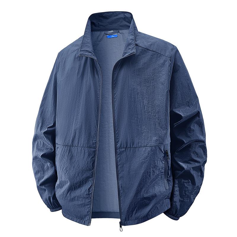 Popular Men's Two Open Sunscreen Clothing Summer Light and Breathable Men's Skin Clothing Men's Stand-Up Collar Outdoor Jacket