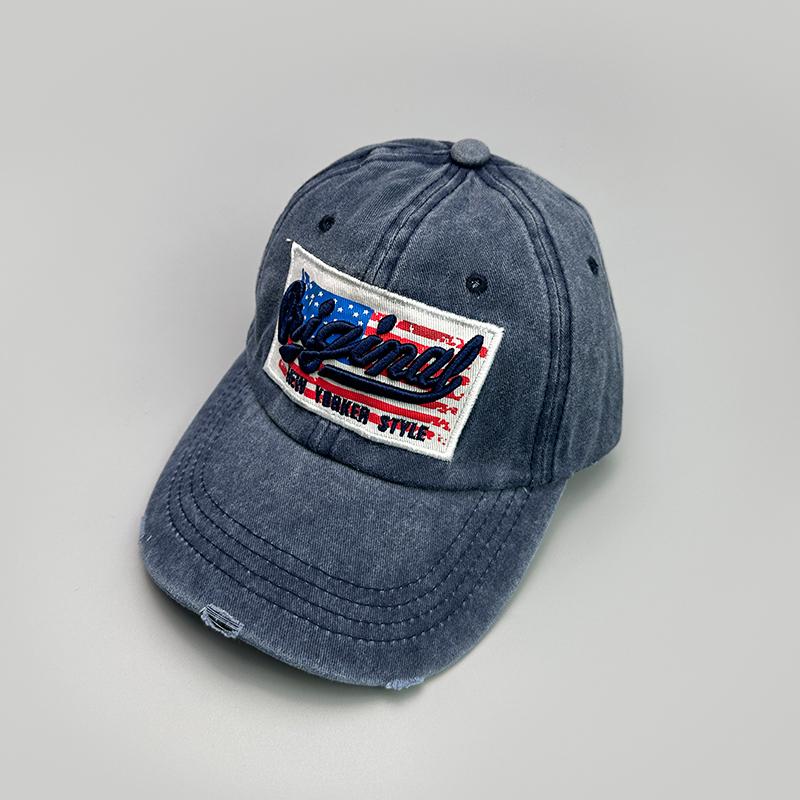 Amerikanische Flagge Stickerei Baseballkappen Gebrochen Neu Unisex Retro Atmungsaktiv Sonnenschutz Persönlich Vielseitig Mode Schirmmützen