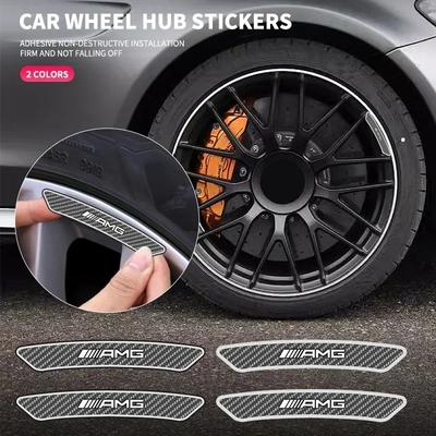 4pcs Car Styling Wheel Rims Racing Stickers Badges Auto Decoration For Mercedes Benz AMG W204 W203 W212 W211 W124 W210 GLC E