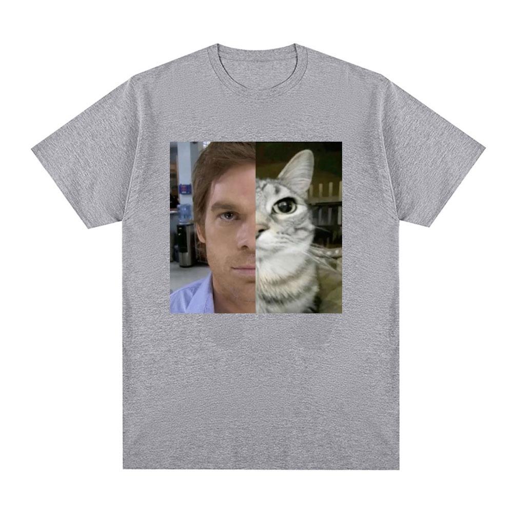 Dexter Morgan Funny Cat Meme T-shirts Cotton Short Sleeve O Neck T-shirt Unisex Streetwear Mens Clothes Harajuku Tee Shirt Tops