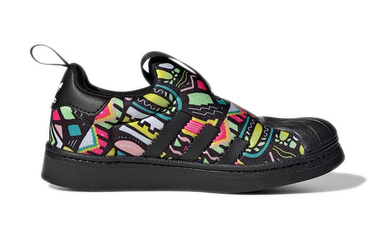 Adidas Originals SUPERSTAR 360 Comfortable Abrasion Resistant Low top Skateboard Shoes Black Yellow Kids' EE8386