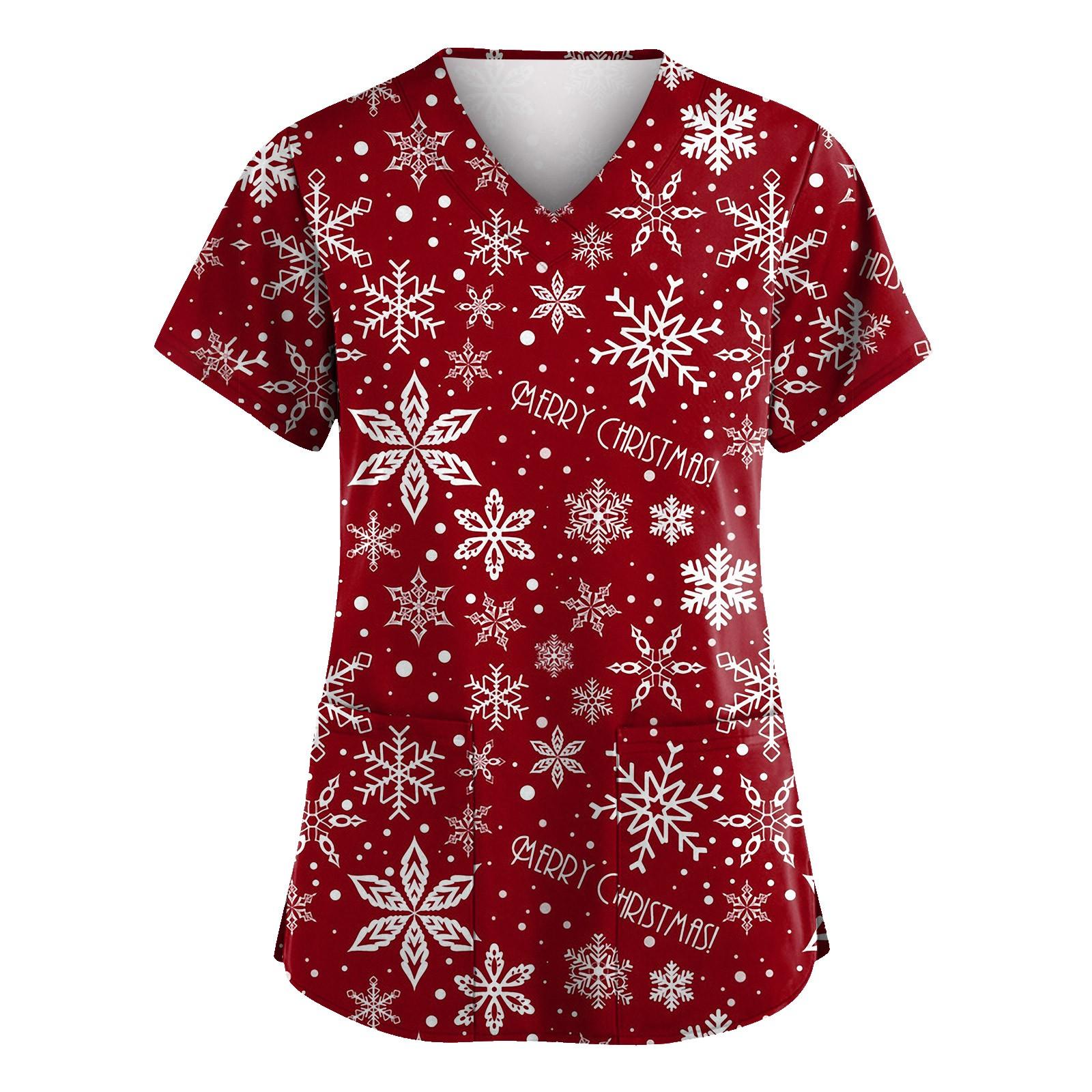 

Женская мода с v-образным вырезом, короткими рукавами и карманами, топы с принтом S