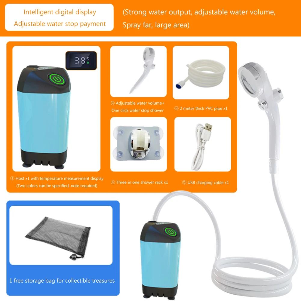Duș portabil de camping 4800 mAh Pompă de duș electrică reîncărcabilă prin USB IPX7 rezistent la apă pentru camping în aer liber Călătorii Adăpare animale de companie