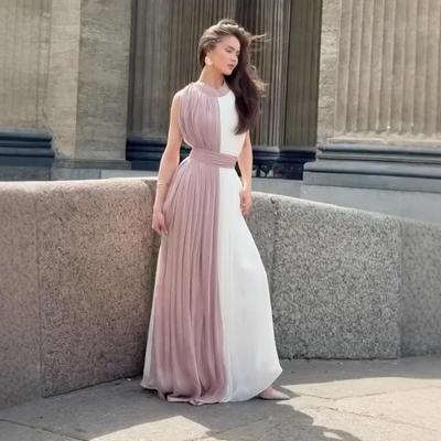 2025 Summer Elegant Sleeveless Pleated Long Dress with Shawl