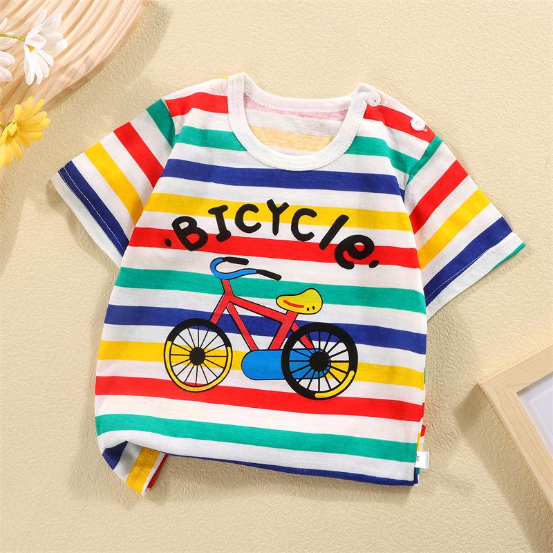 2026 Summer Short Sleeve T-Shirts for Boys and Girls Baby Spring O-Neck Cartoon Cotton Top for Children