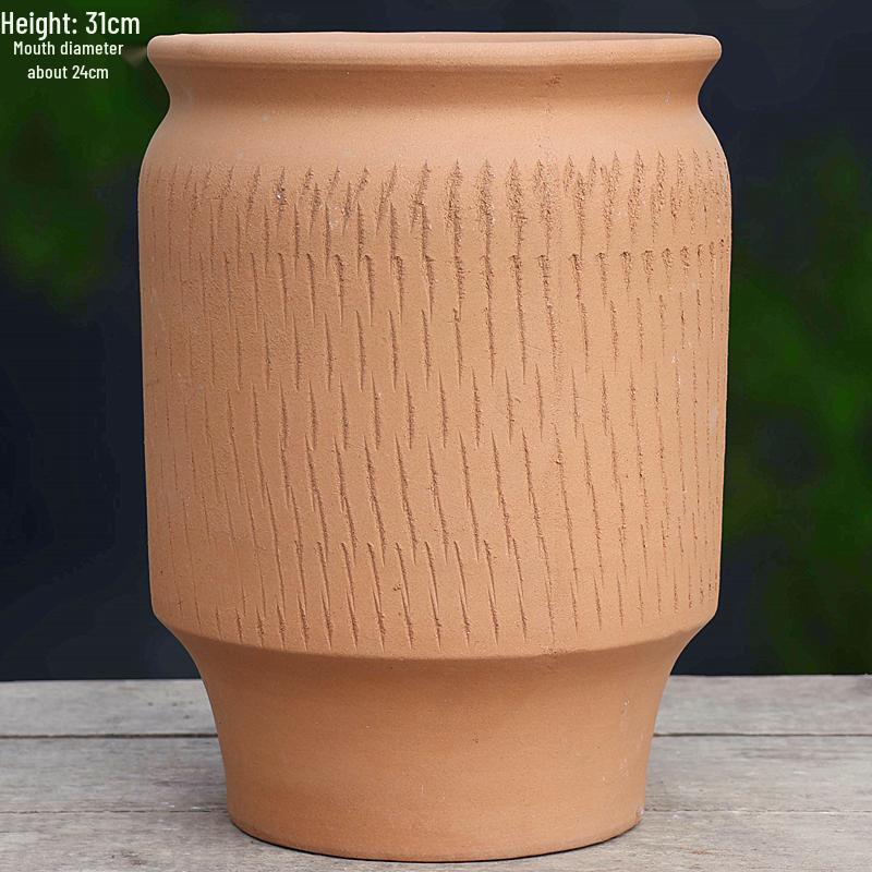 Minimalist Large Coarse Pottery Flower Pot for Succulents and Green Plants