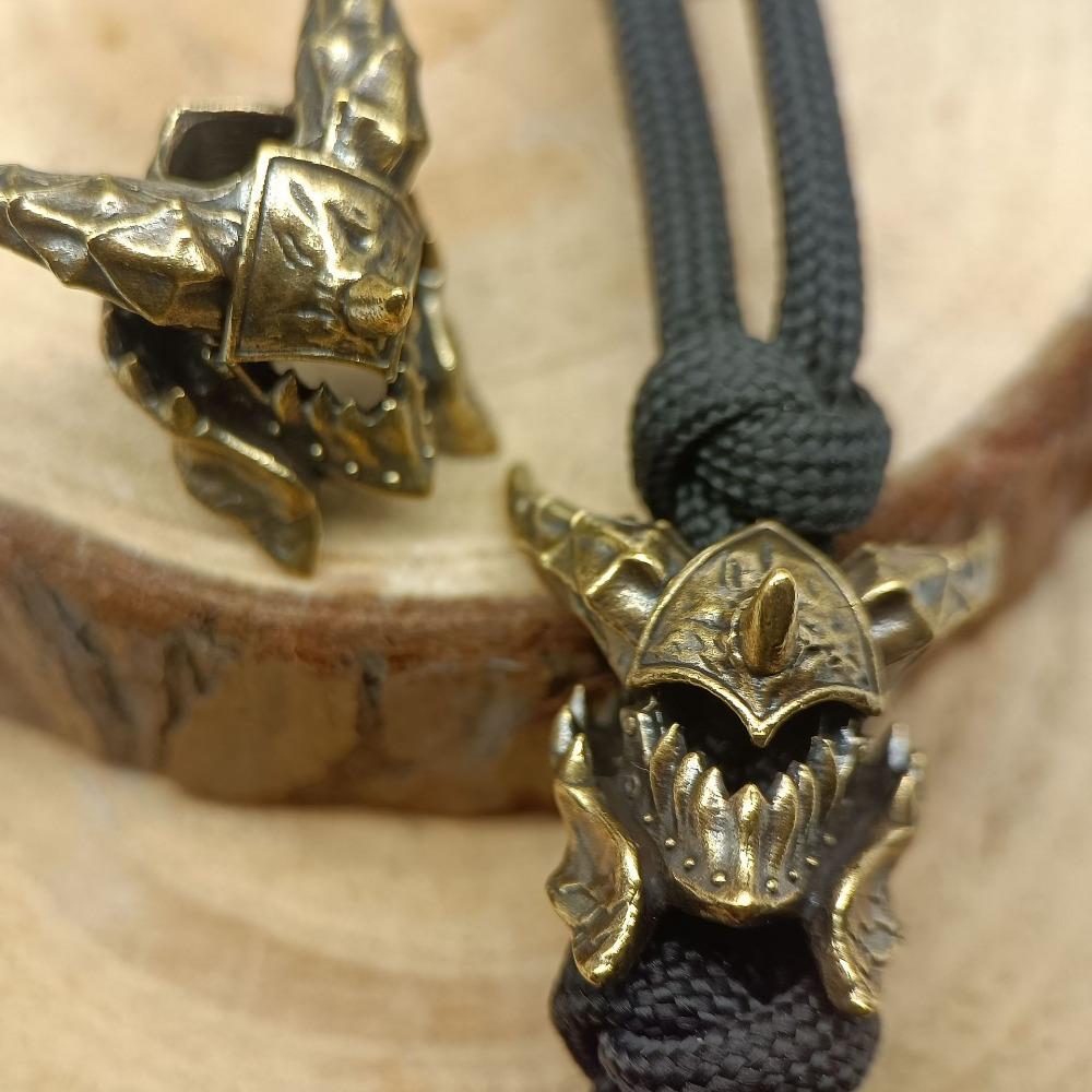 Death Helmet Brass Knife Beads EDC Outdoor DIY Accessories Woven Lanyard Keychain Pendant Jewelry Punk Survival Bracelets Charms