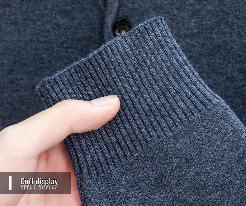 Men's Autumn/Winter Business Casual Loose Knit Sweater with Thickened Lapel