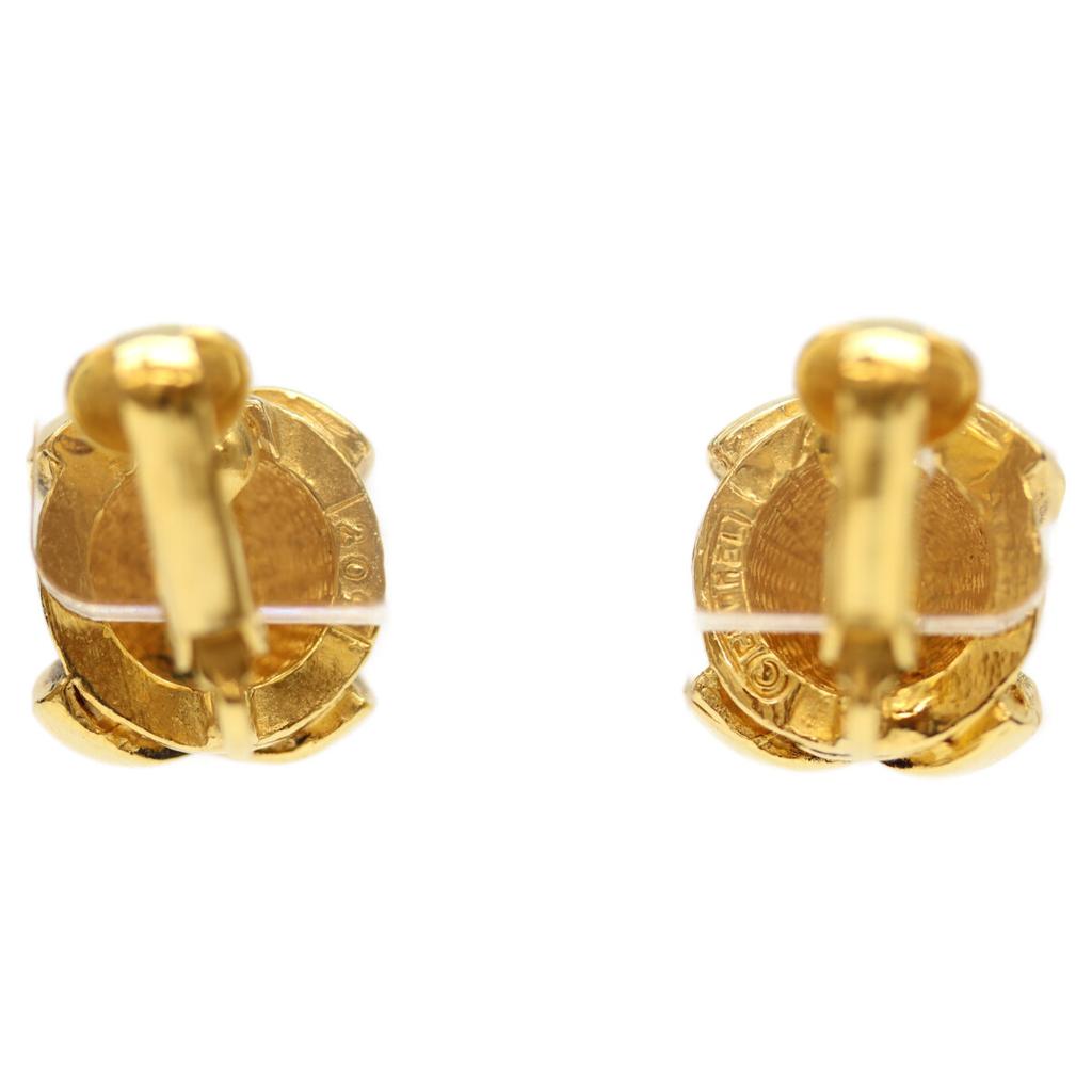 CHANEL 209 Gold Plated CC Logos Earrings Earring goldUsed