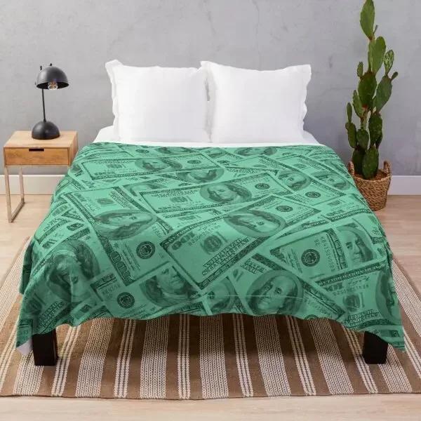 Dollar Geldschein Muster Flanelldecke Superweich Warm Leichtgewicht Königin-Größe für Bett Sofa Couch Decke für Teenager