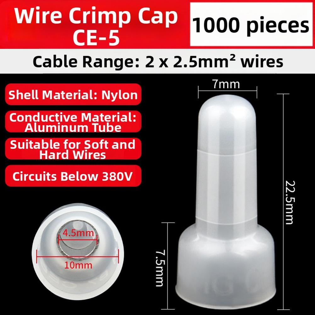 1X 2X 5X Closed End Crimp Terminal Connector Set 1000pcs Nylon Wire Connectors for Applian Repair and Circuit Work