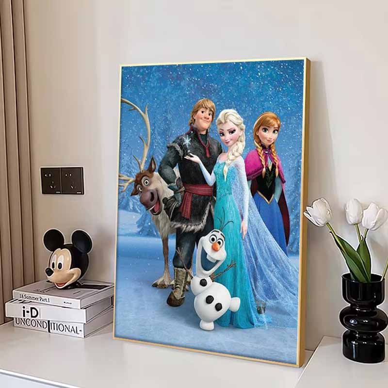 Disney Diamond Painting Frozen Characters Ice and Snow Theme Illustration Cute DIY Rhinestone Mosaic Cross Stitch Kit - Embroidery Gift for Home Decor
