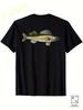 T-shirt da Uomo e Donna Pesce Walleye 100% Cotone Vestibilità Comoda Elastica (dalla S alla XXXL) - Nero