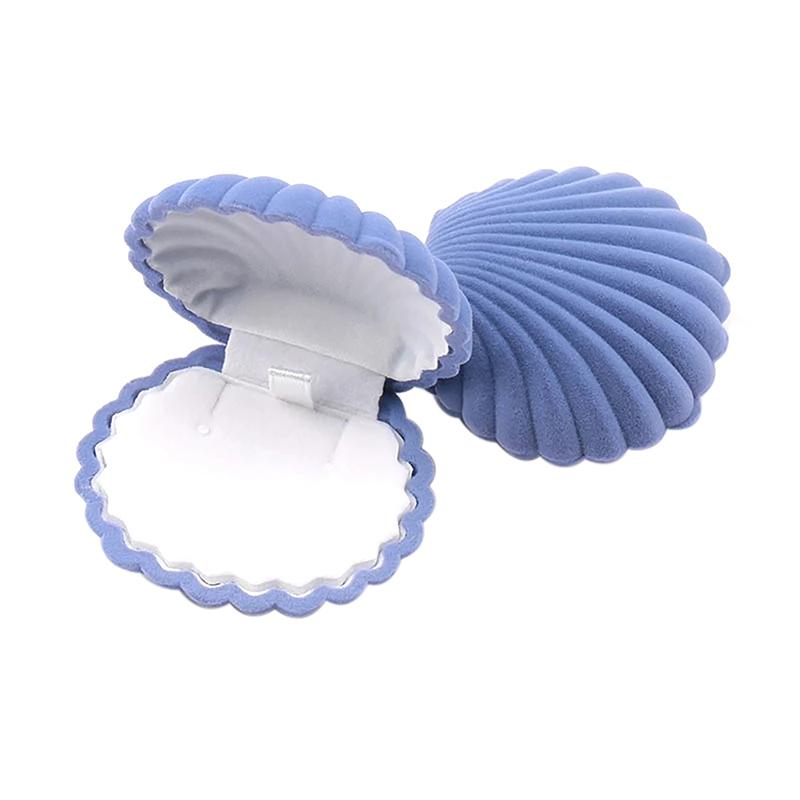 1 kus Krásná sametová šperkovnice ve tvaru mušle Svatba Zásnubní krabička na prsten Pro náušnice Náhrdelník Náramek Displej Dárková krabička Držák