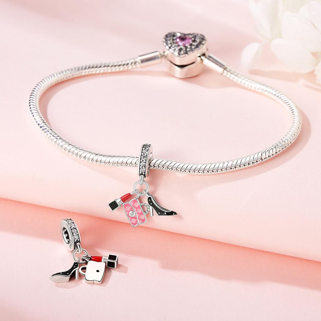 Bead Charms Copper Charm Bead Charms Authentic Handbag Highheeled Shoes Pendant Bead Charms Compatible With Bracelets Jewellery Diy Women Gift Access