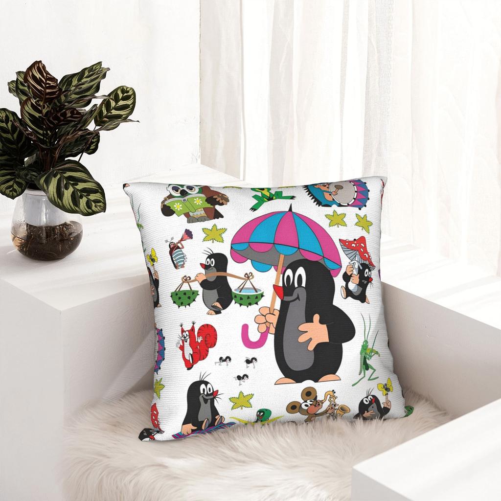 The Little Mole Krtek Pillowcase Printing Polyester Cushion Cover Decor Cartoon Floral Throw Pillow Case Cover Home Square