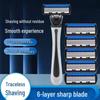 Six-Layer Black Manual Razor with Replacement Blade Head