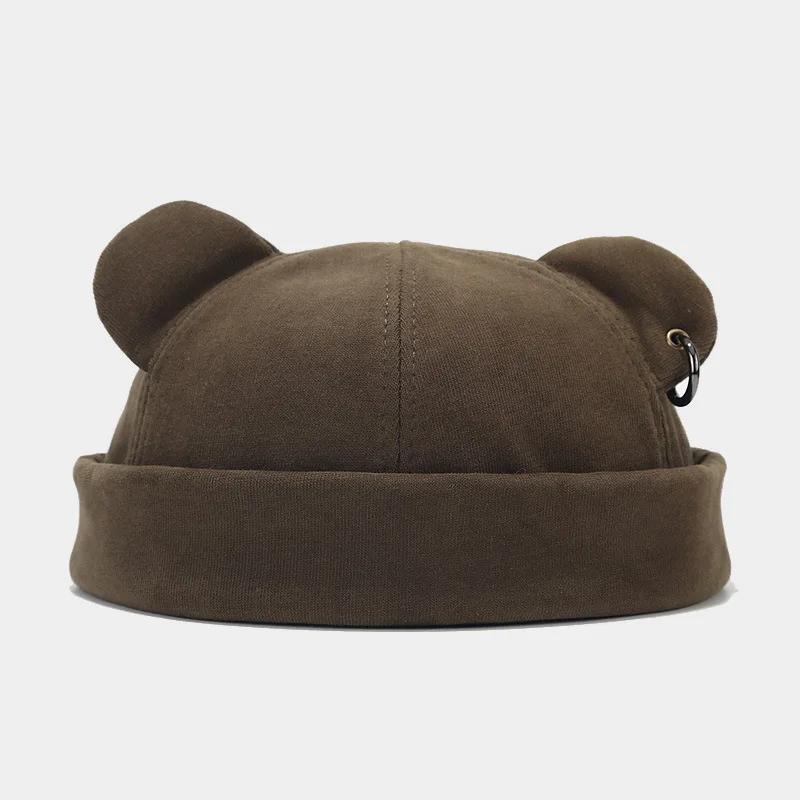 1pc Unisex Skullcap Beanie Rolled Cuff Hat No Brim Hats With Adjustable