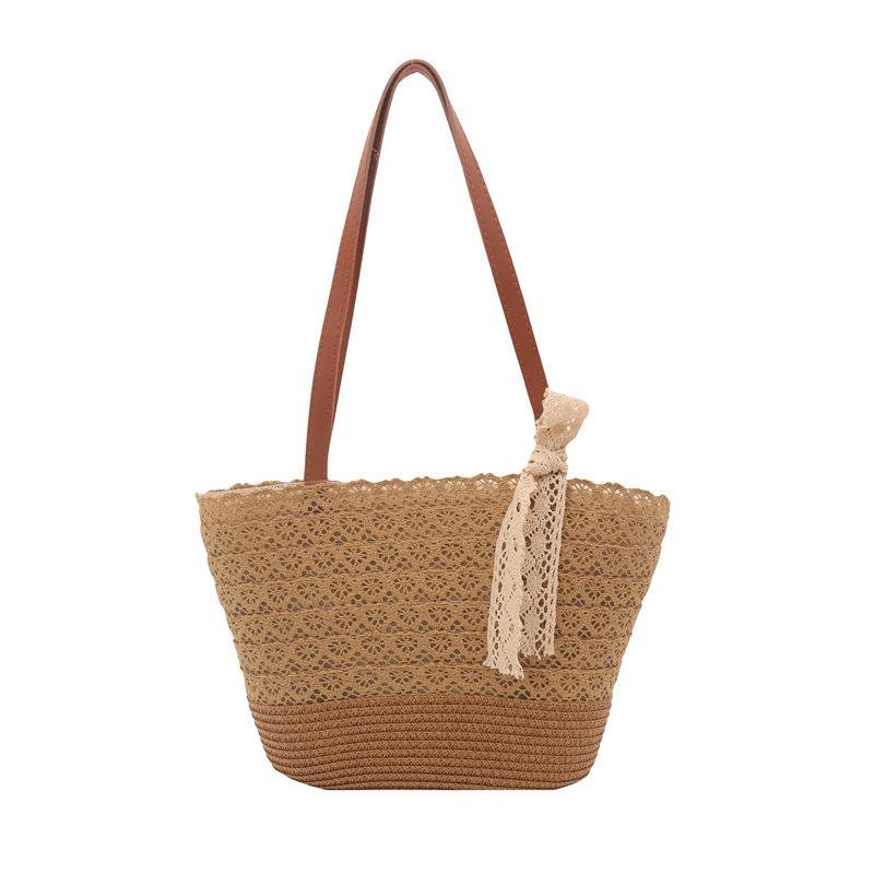 Summer Straw Bag Woven Bag 2025 Seaside Vacation Beach Bag Large Capacity Straw Versatile Shoulder Bucket Bag