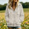 Women's Floral Print Long Sleeve Hooded Jacket with Pockets and for Casual Daily Wear
