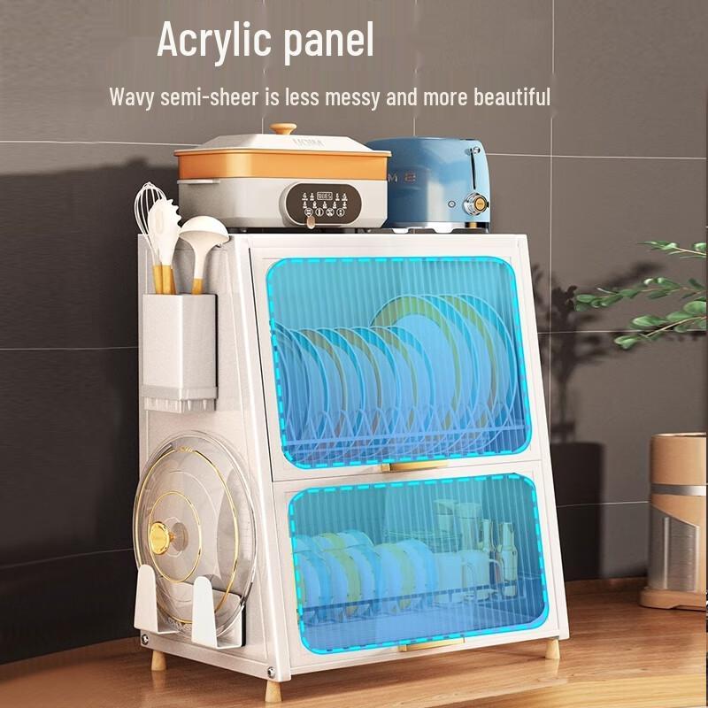 Moderner Küchenarbeitsplatten-Geschirrtrockenständer aus Karbonstahl mit Deckel