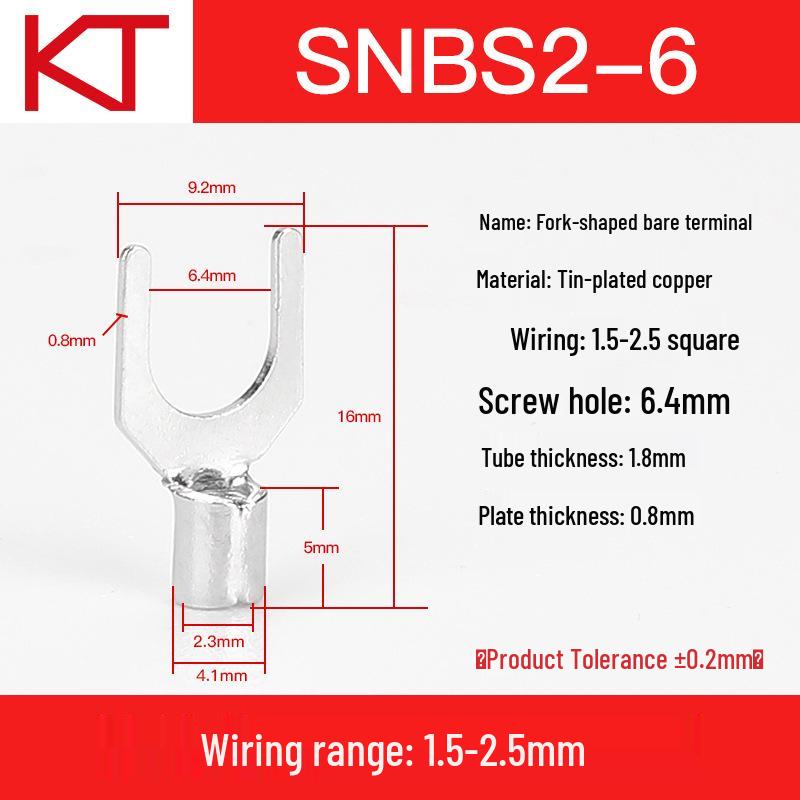 Kaisheng Y-Shaped Copper Forked Crimp Terminal SNBSML2-8 UT Lug