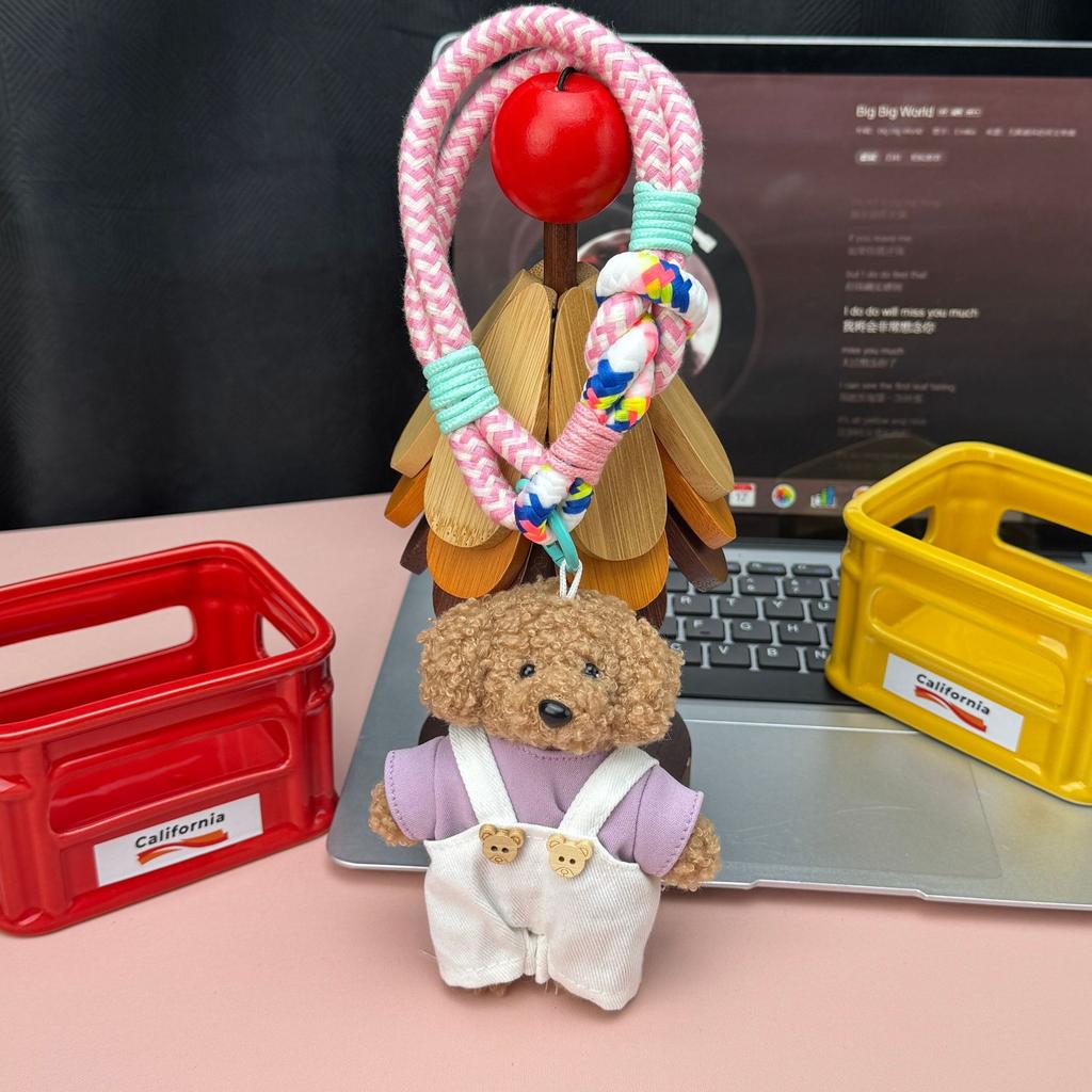 Cute Plush Bear Doll Pendant Creative Keychain Bag Charm Accessory Soft Stuffed Animal Toy Decoration
