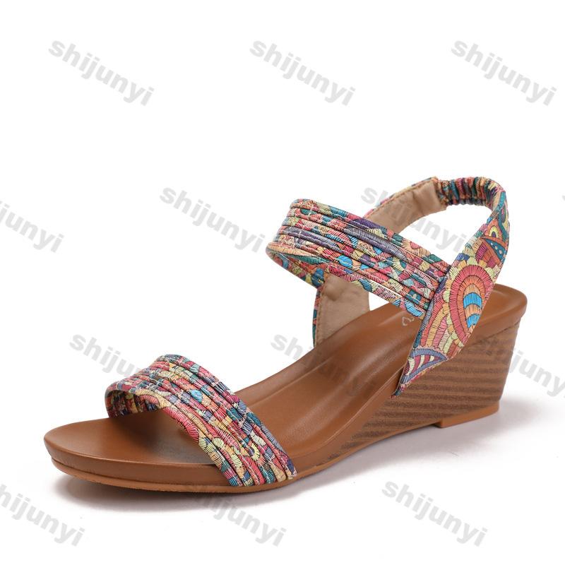 Wedges Shoes for Women 2026 Summer Vintage Weave Comfortable Roman Sandals Fashion Non Slip Height Increase Outdoor Casual Shoes