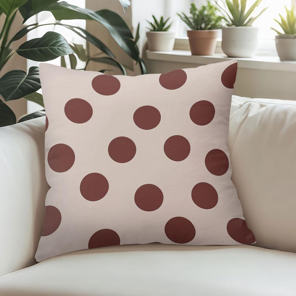 Retro Brown Toned Polka Dots square Jacquard Pillow Cover for Sofa Office Waist Cushion Cover Home Decorative Pillowcase