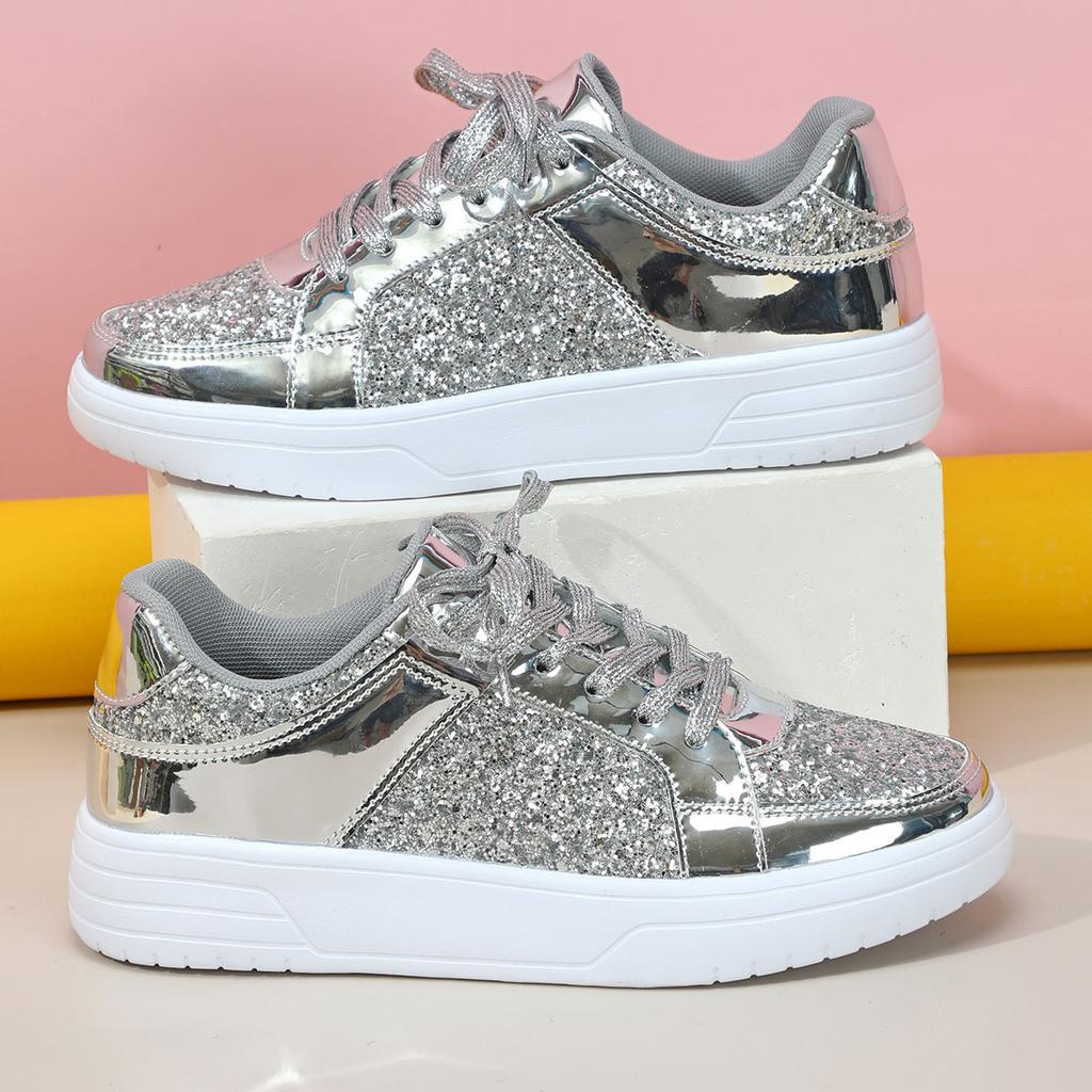 Thick-soled Sequined Board Shoes Heighten Casual Sports Shoes Breathable and Lightweight Outdoor Flat Shoes Couple Tide Shoes