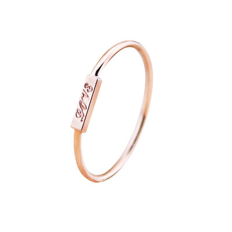 18K Rose Gold Plated LOVE Letter Coil Ring - Korean Style Titanium Steel