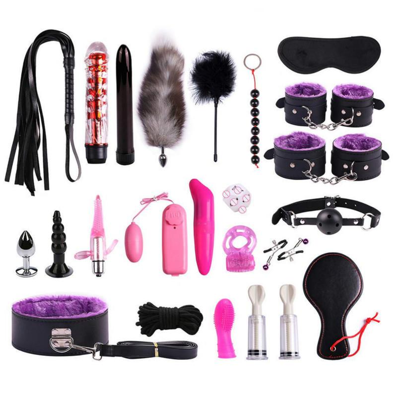 SM Kit 23PCS PU Leather Plush Set Sexy Toy Suit Special Bundled Binding Set