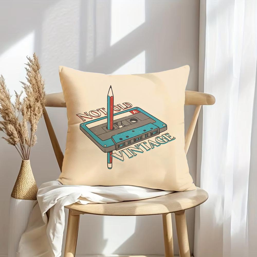 Retro Cassette Tape Cushion Cover Soft Plush Throw Pillow Cover  DoubleSided Decorative Cushion Case  Sofa Bedroom Home Decor