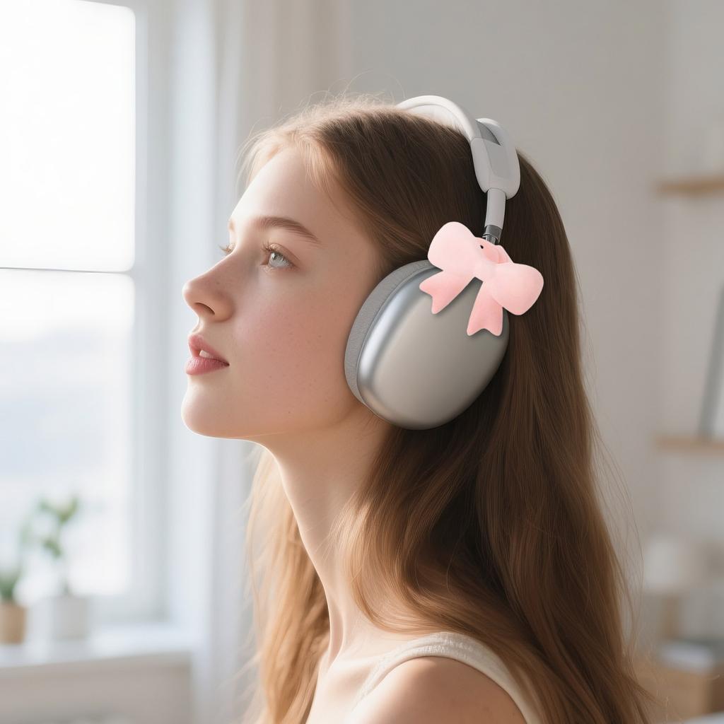 Silicone Earphone Accessories, 2-pack 3D Earphone Decoration Bow, Playful Silicone Earphone Bow, Women's Decoration Accessories