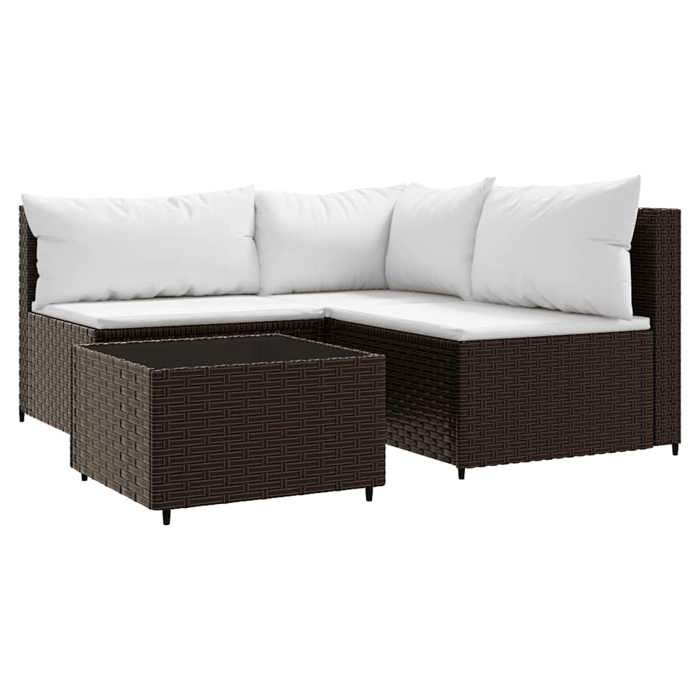 VidaXL Garden Lounge Set 4 Pcs with Cushions Brown Wicker, Outdoor Lounge Set, Furniture Set 319749
