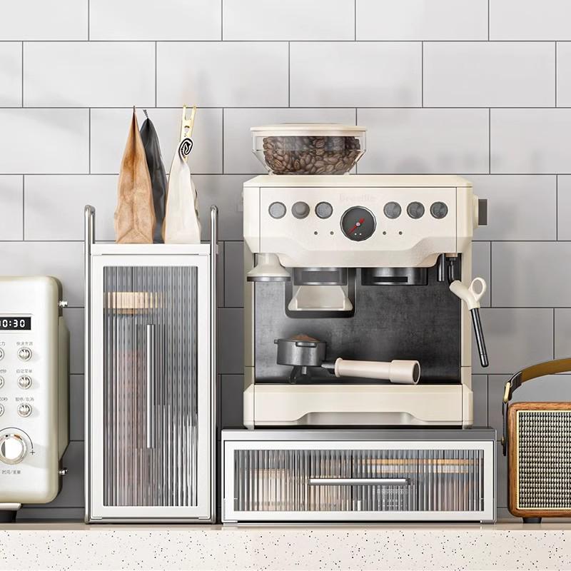 Coffee Capsule Display & Storage Stand with Drawer for Tea Bags and Machine Base
