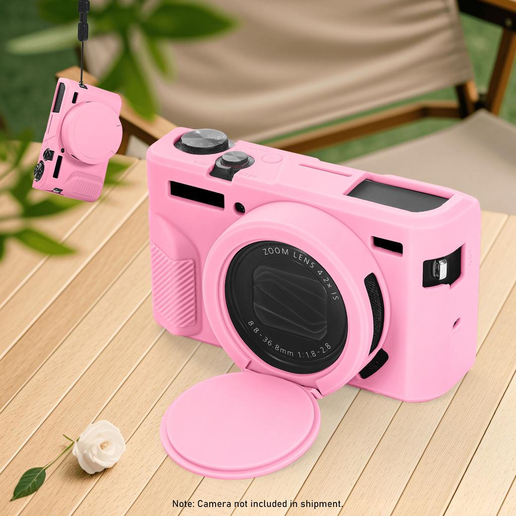 Silicone Protective Case Soft Camera Cover with Removable Lens Cover for Canon Powershot G7X Mark II Digital Camera