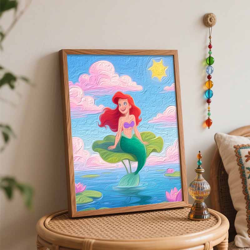 Disney Digital Oil Painting Art Kit Mermaid Handmade Coloring Painting Home Decor