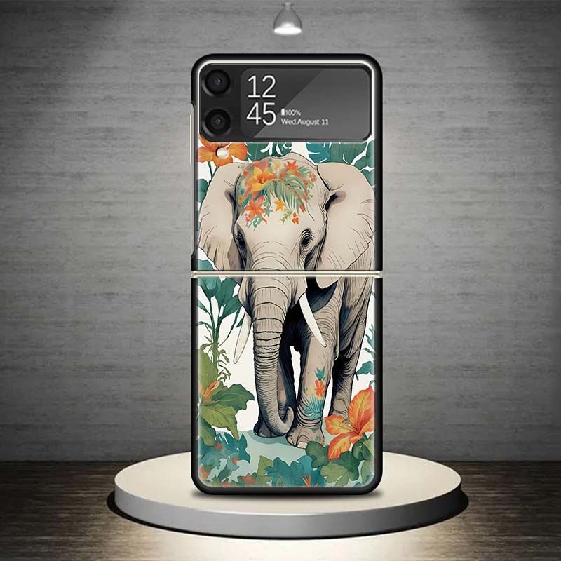 

Elephant Mandala Aztec Phone Case For Samsung Galaxy Z Flip 7 6 5 4 3 5G Shockproof Cover Z Flip7 Flip6 ZFlip5 Flip3 Flip4 Luxur Samsung Z Flip 3