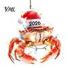 Decorative Animal Figurines for Home Christmas Hanging Ornaments with Lanyard, Cute Double Sided Pendant 2026 Themed Holiday Decorations Santa Hat, 2D