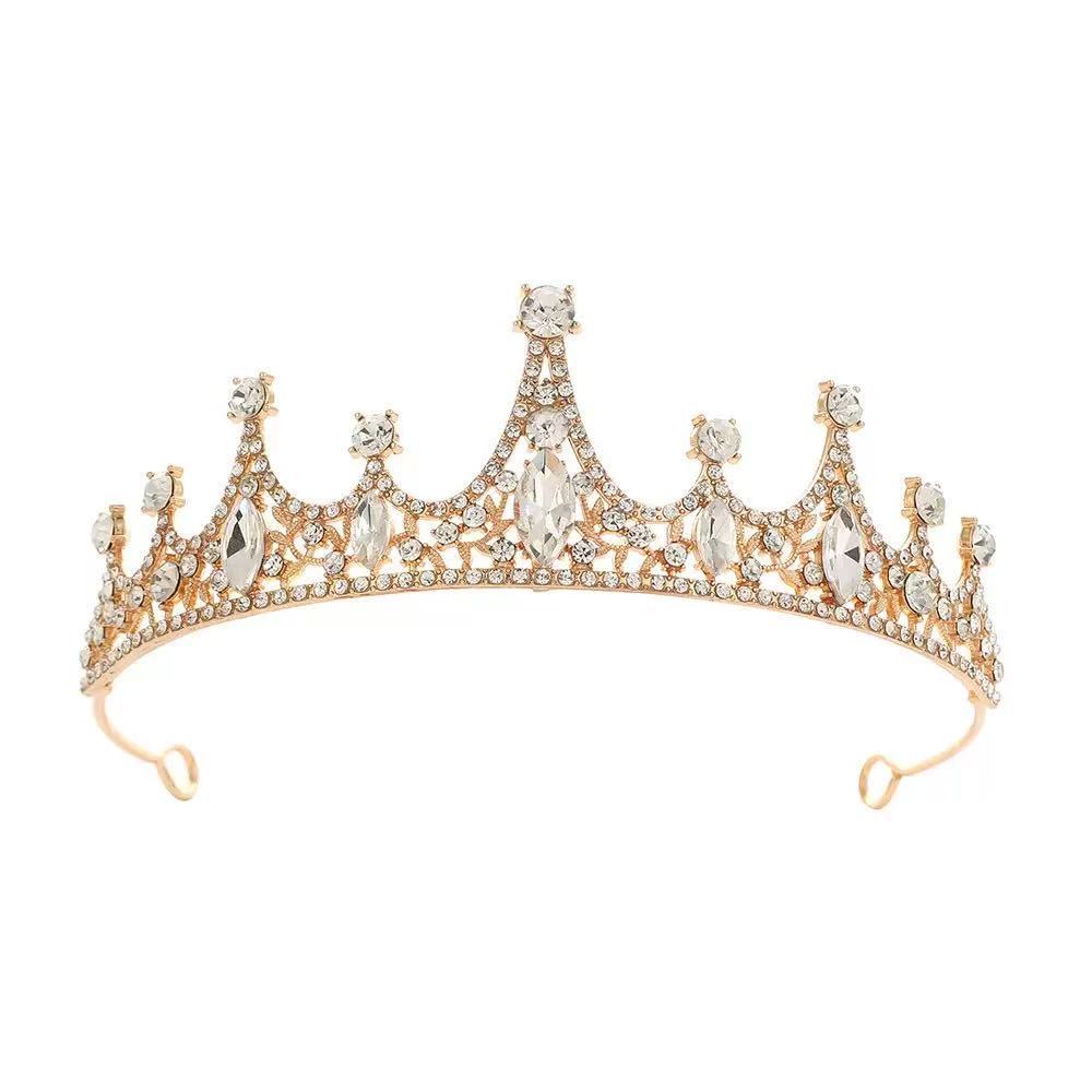 

Kids Princess Tiara, Pink Crystal Crown Headband for Girls Birthday & Party Golden White