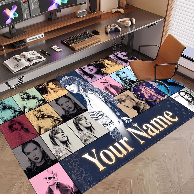 Custom Name Crystal Velvet Rug,Taylor Swift Comfortable Anti Slip Floor Mat For Room Decoration