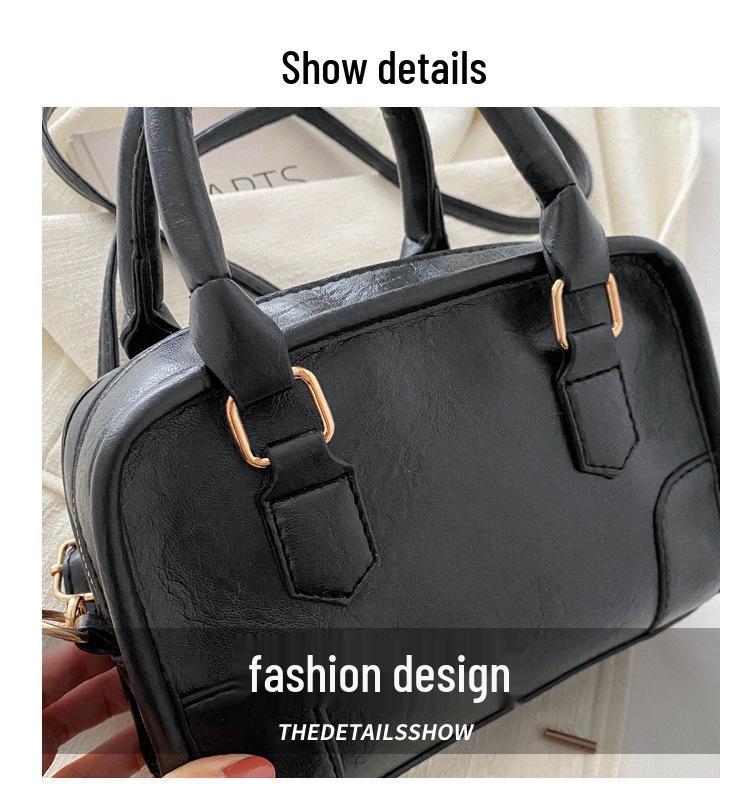 2024 Early Spring Solid Color Textured Square Handbag - Women's Versatile Shoulder & Crossbody Bag