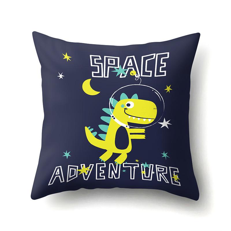 Cartoon Cute Dinosaur Baby Pillowcase Creative Drive Car Alphabet Cushion Pillowcase Home Decor