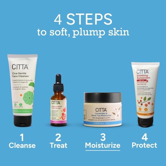 CITTA Ceramides & White Tea Moisturizer for Men & Women | Hydrating Face Moisturizer with Niacinamide for Dry Skin | 50 Gm
